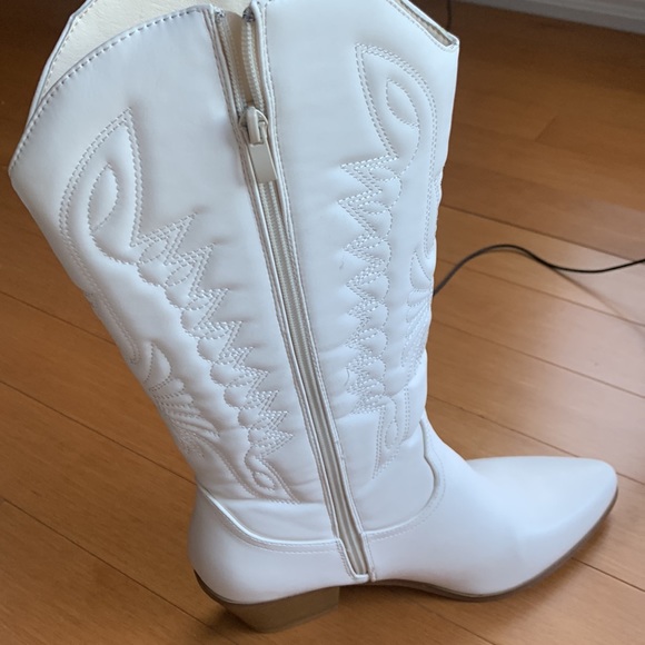 Cowboy Western Off White Tall Stacked Heel boots for women size 11 - Picture 8 of 15